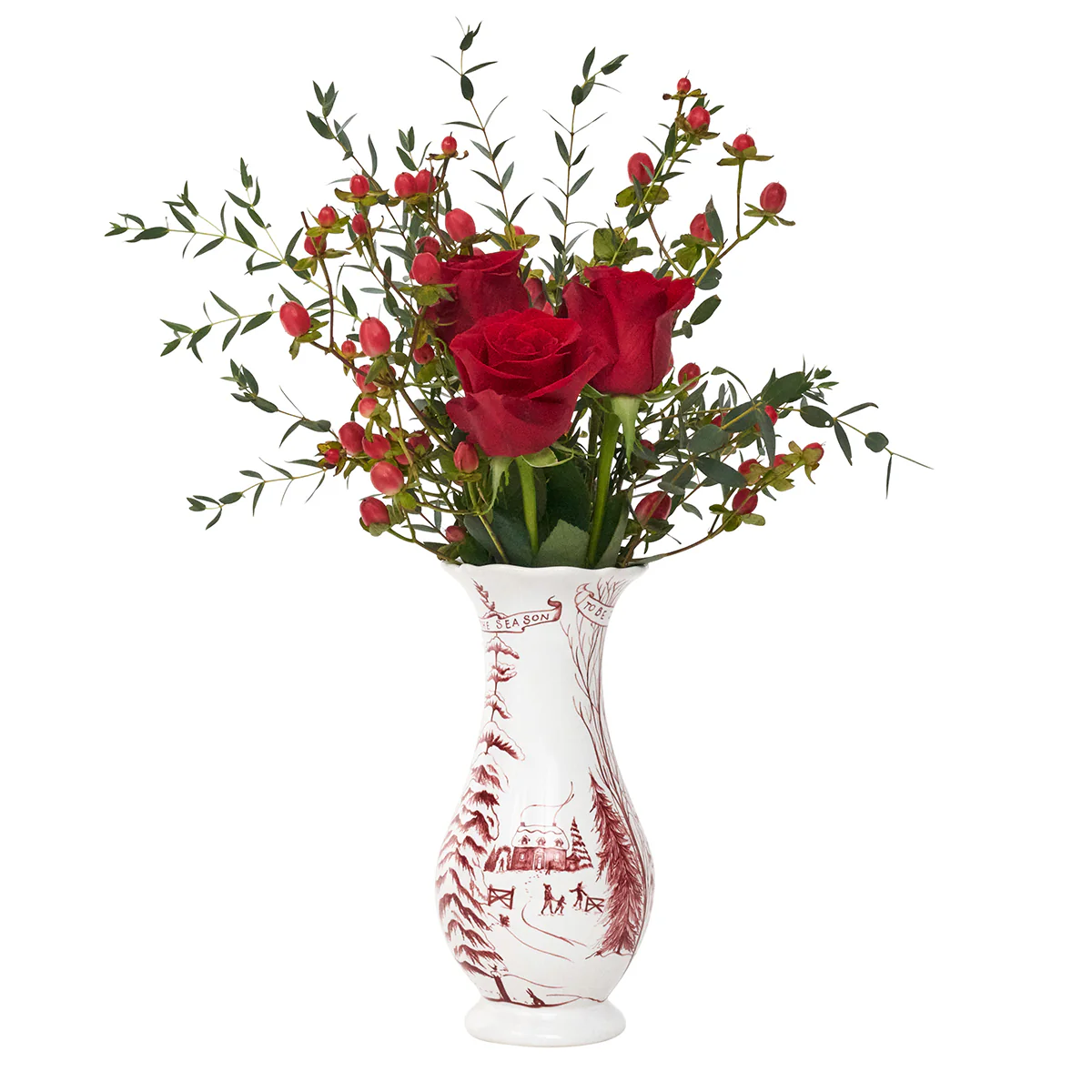 Country Estate Winter Frolic 9" Vase - Ruby - Image 3