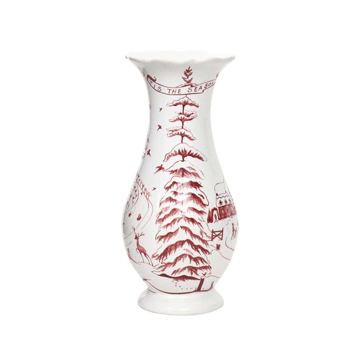 Country Estate Winter Frolic 9" Vase - Ruby - Image 4