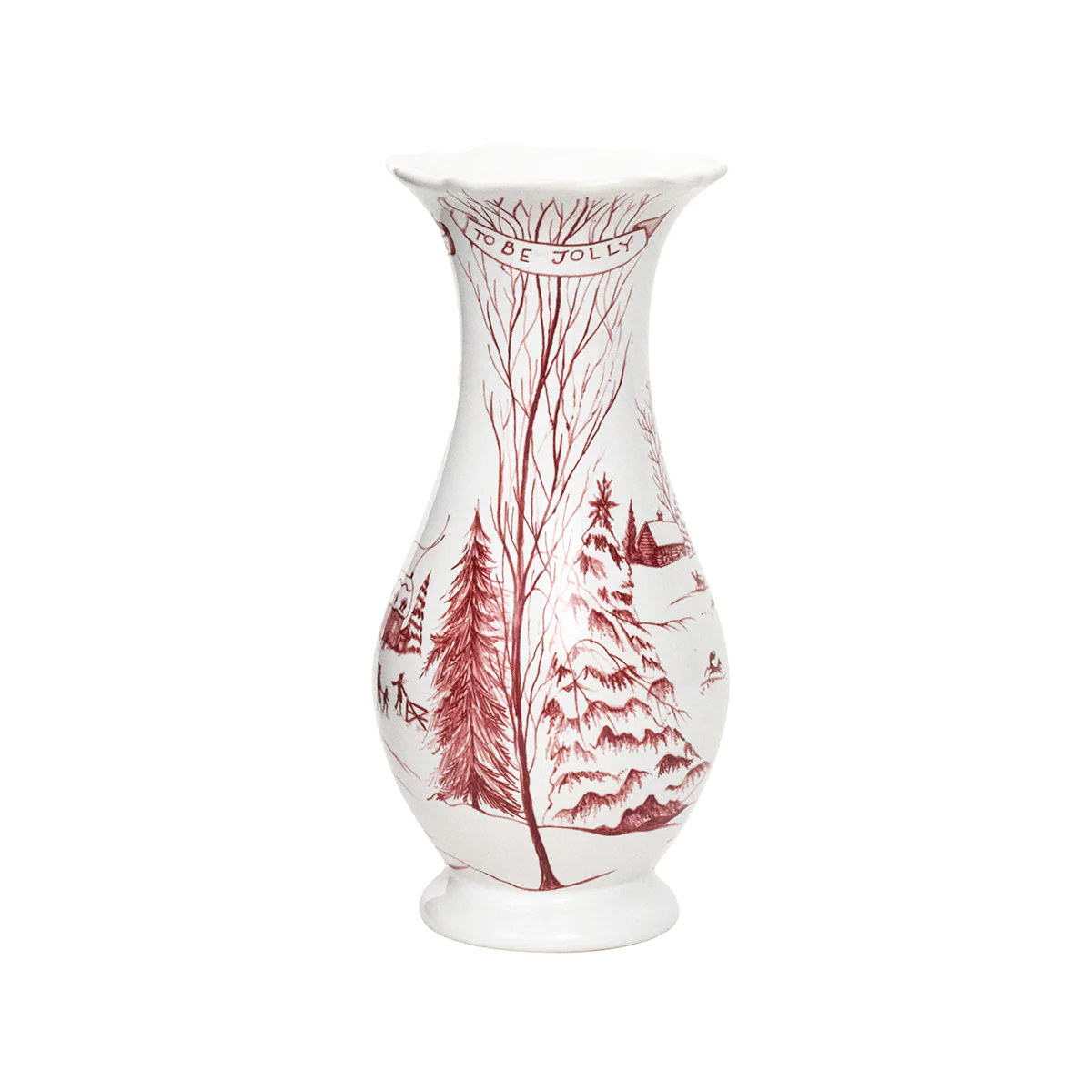 Country Estate Winter Frolic 9" Vase - Ruby - Image 5