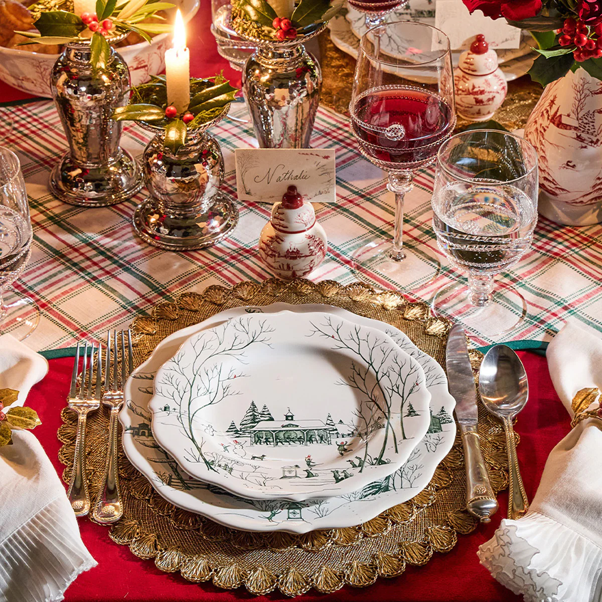 Country Estate Winter Frolic Dessert/Salad Plate - Evergreen - Image 3