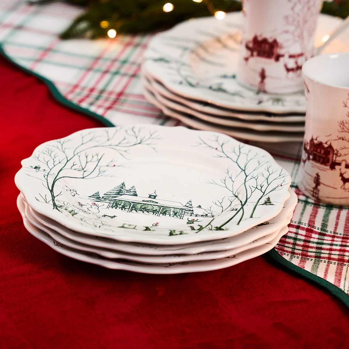 Country Estate Winter Frolic Dessert/Salad Plate - Evergreen - Image 4