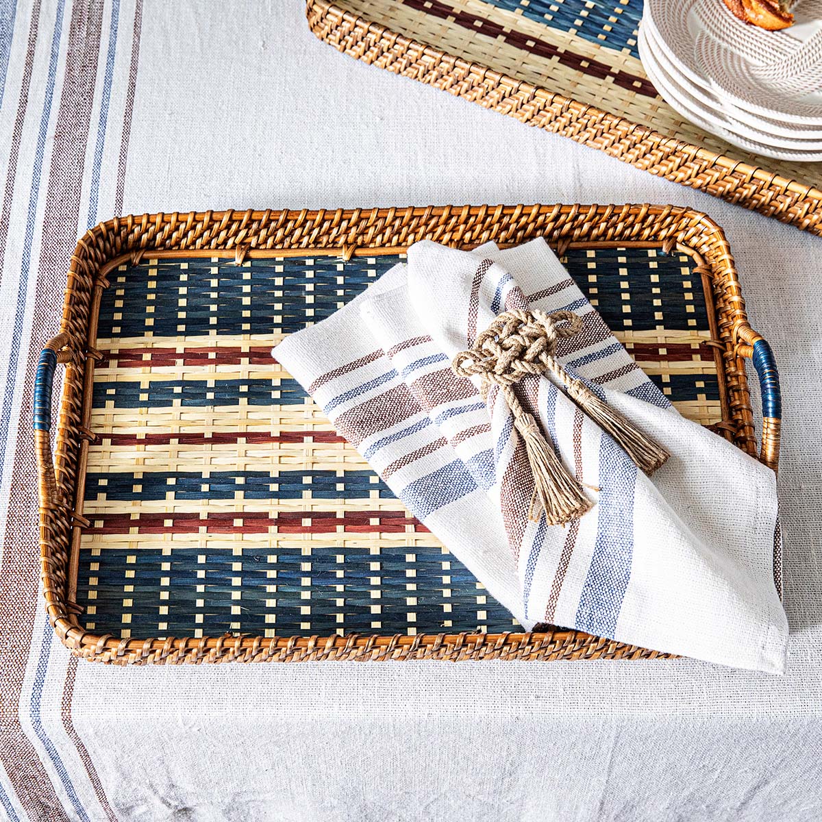 Danish Stripe 18" Tray - Navy - Image 3