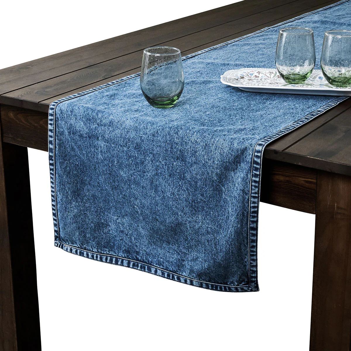 Denim 18" x 90" Table Runner - Blue - Image 2