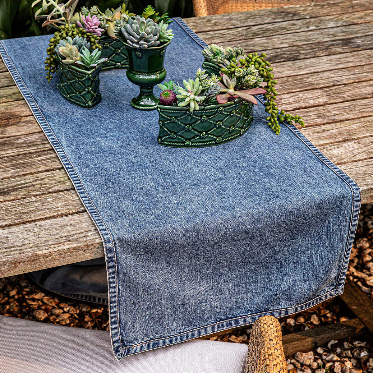 Denim 18" x 90" Table Runner - Blue - Image 3