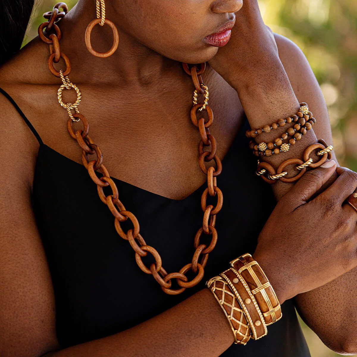 Earth Goddess Chain Necklace, 36'' - Teak - Image 2