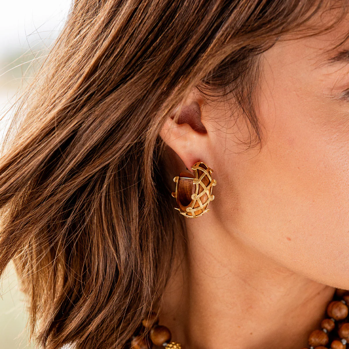 Earth Goddess Hoop Earrings - Teak - Image 3