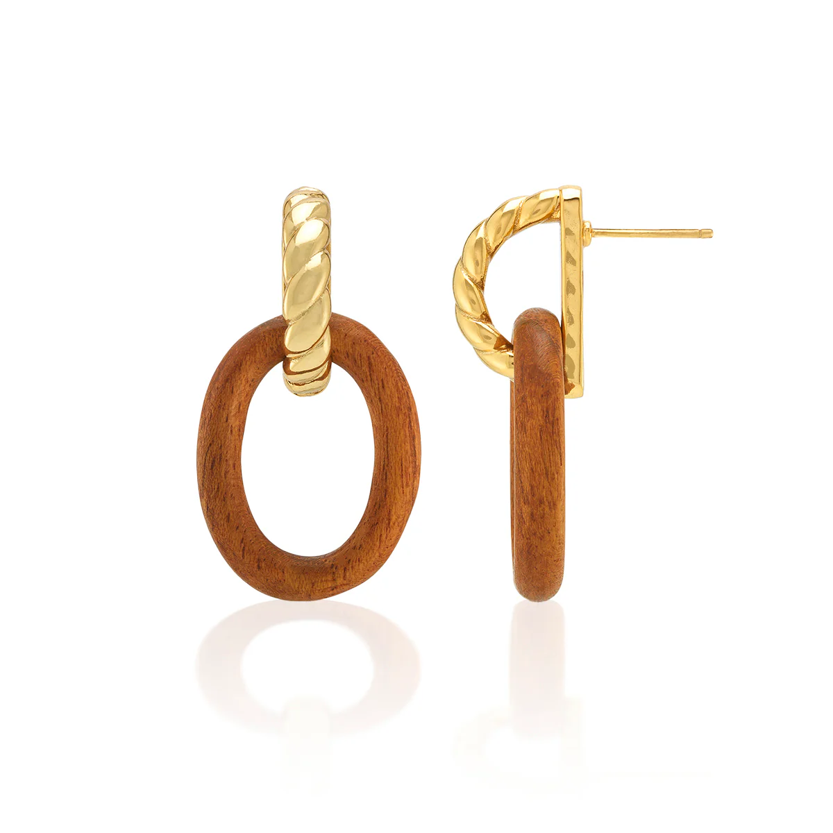 Earth Goddess Link Drop Earrings - Teak - Image 3