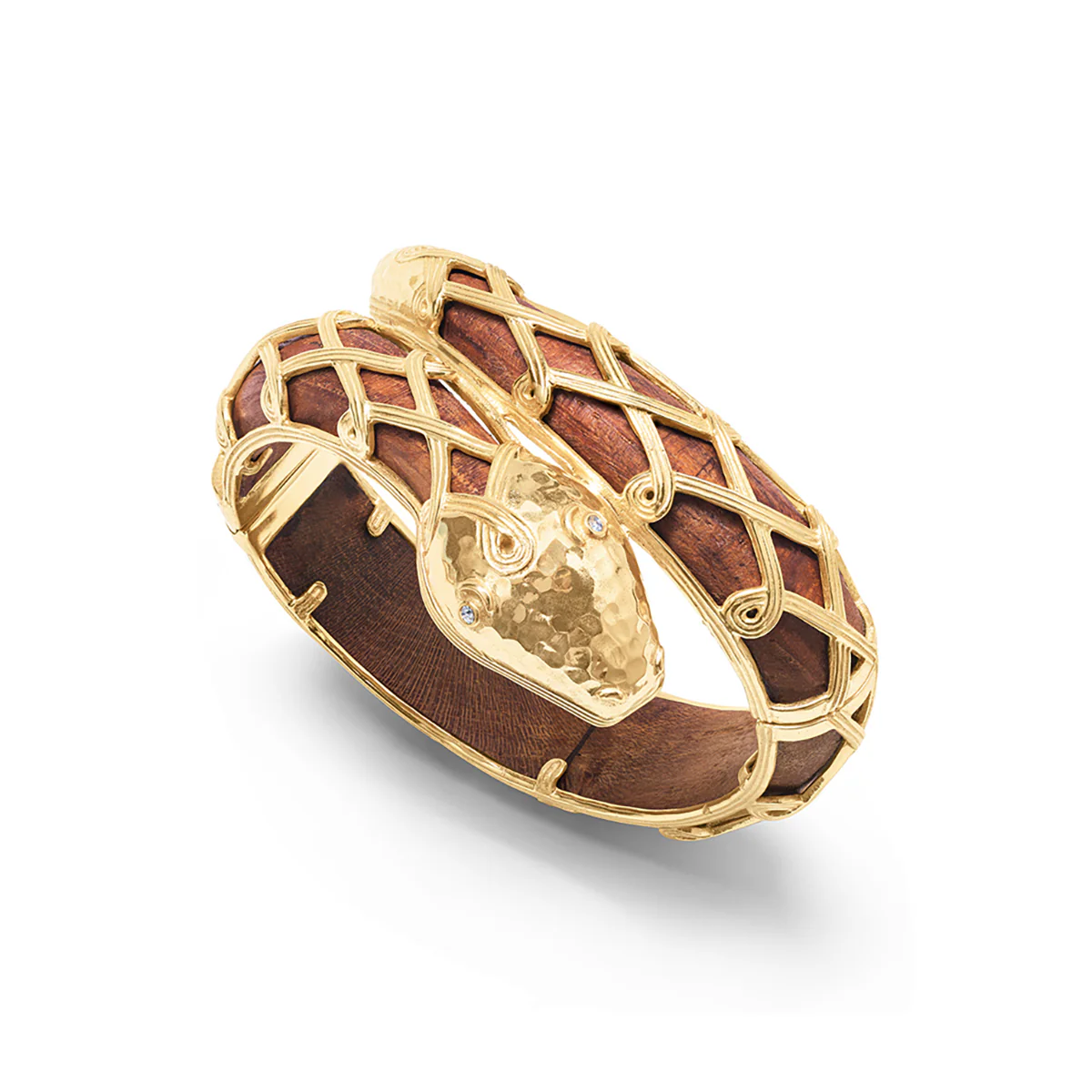 Earth Goddess Serpentina Hinged Bangle - Teak - Image 3