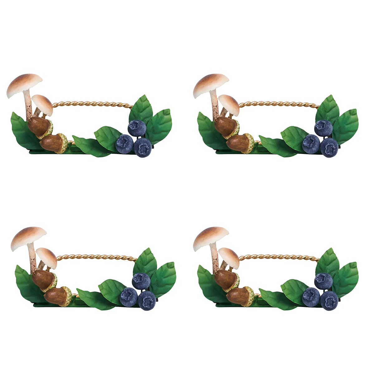 Forest Walk Mushroom & Acorn Place Card Holder Set/4 - Multi