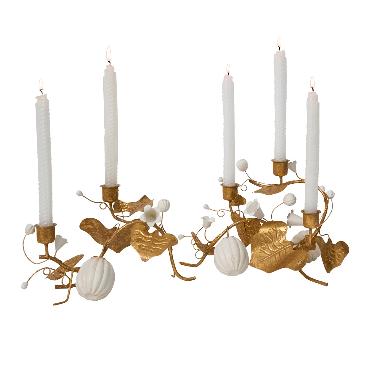 Forest Walk Pumpkin & Vine Triple Candlestick Holder - Gold - Image 3
