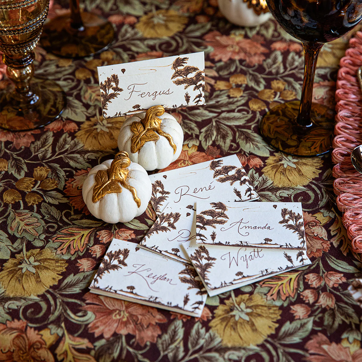Forest Walk Pumpkin Place Card Holder Set/4 - Gold - Image 5