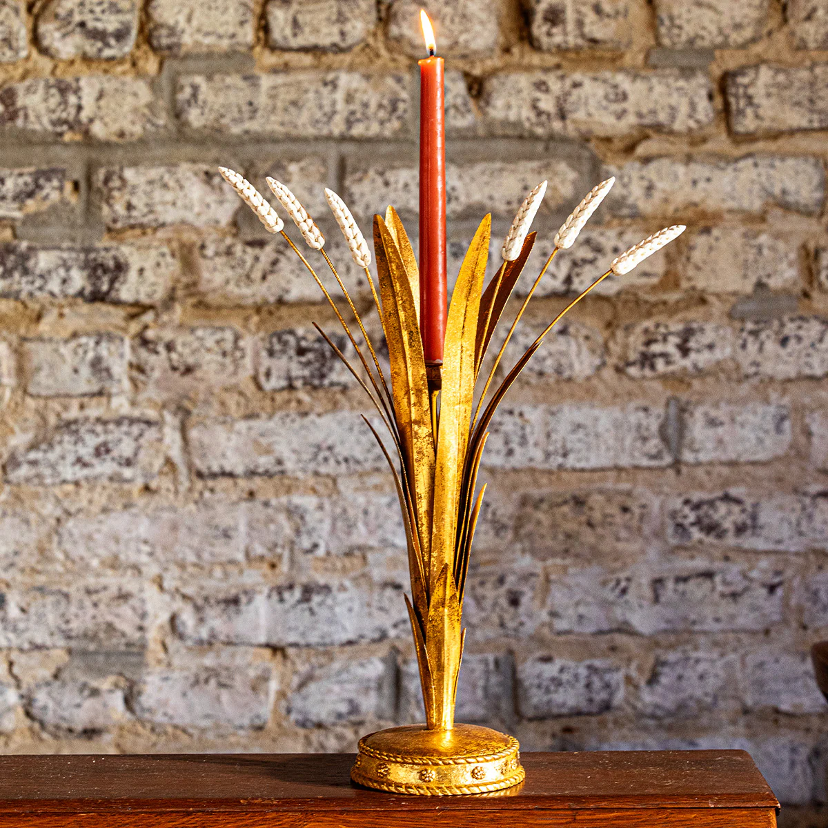 Forest Walk Wheat 17" Candlestick - Gold - Image 4