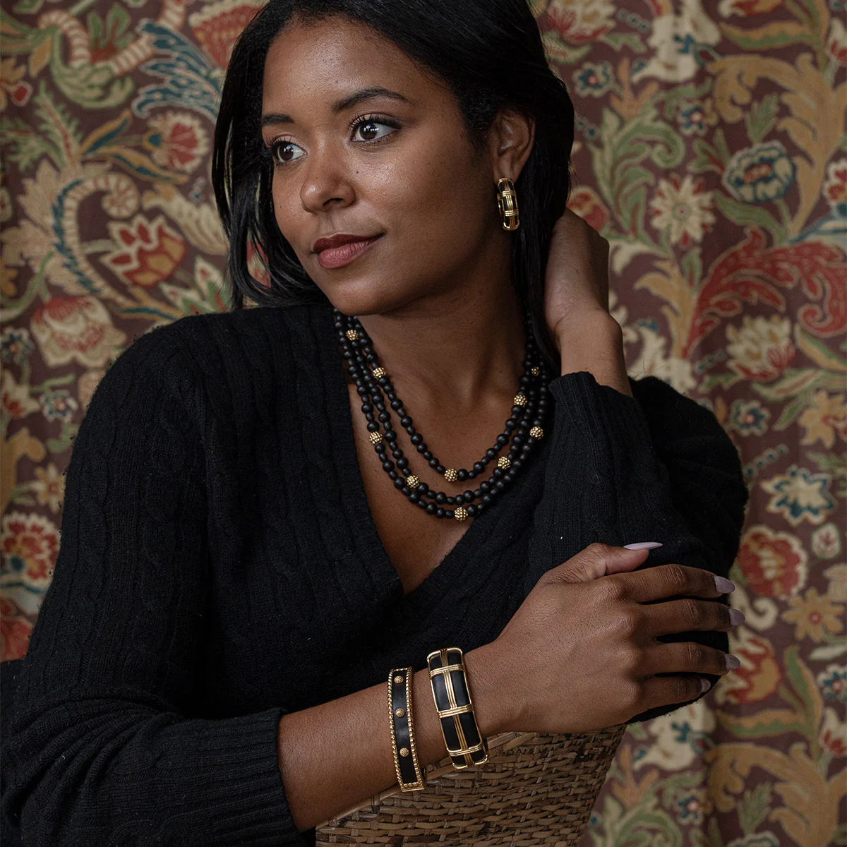 Gaia Cage Hoop Earrings - Ebony - Image 2