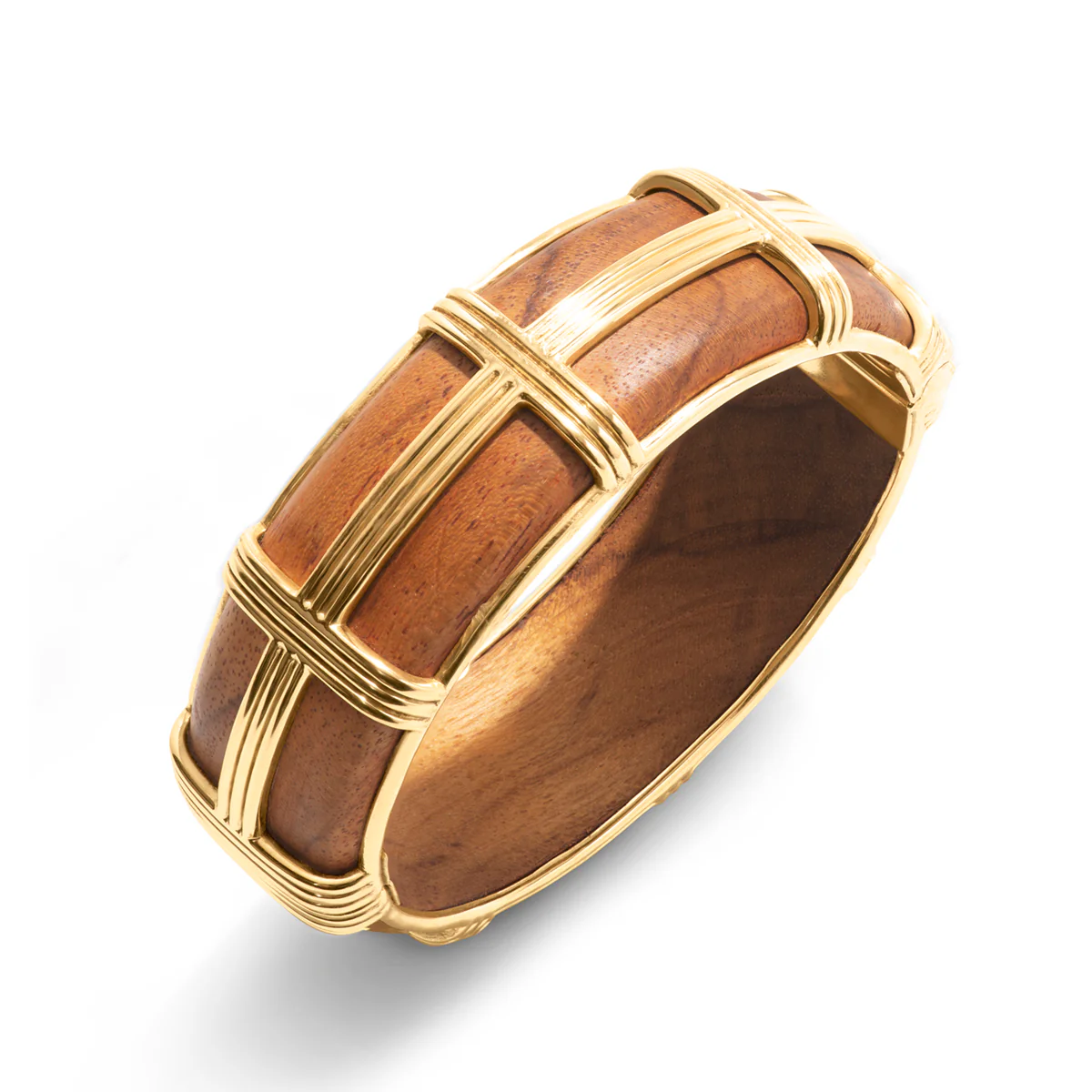 Gaia Hinged Bangle - Teak - Image 3