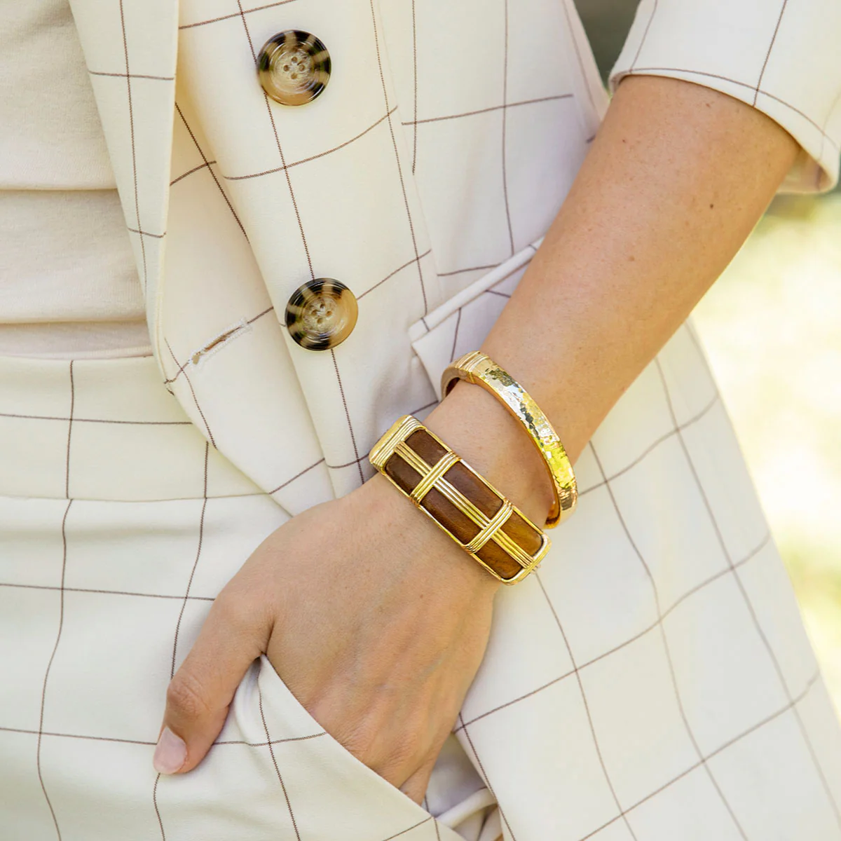 Gaia Hinged Bangle - Teak - Image 4
