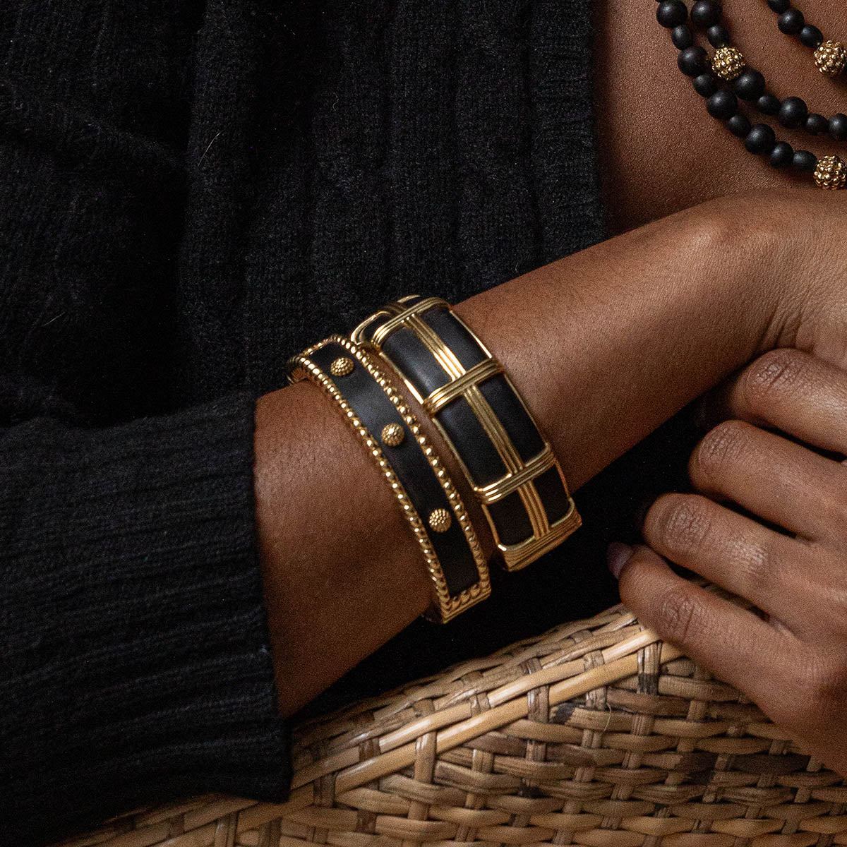 Gaia Hinged Bangle, S/M - Ebony - Image 4