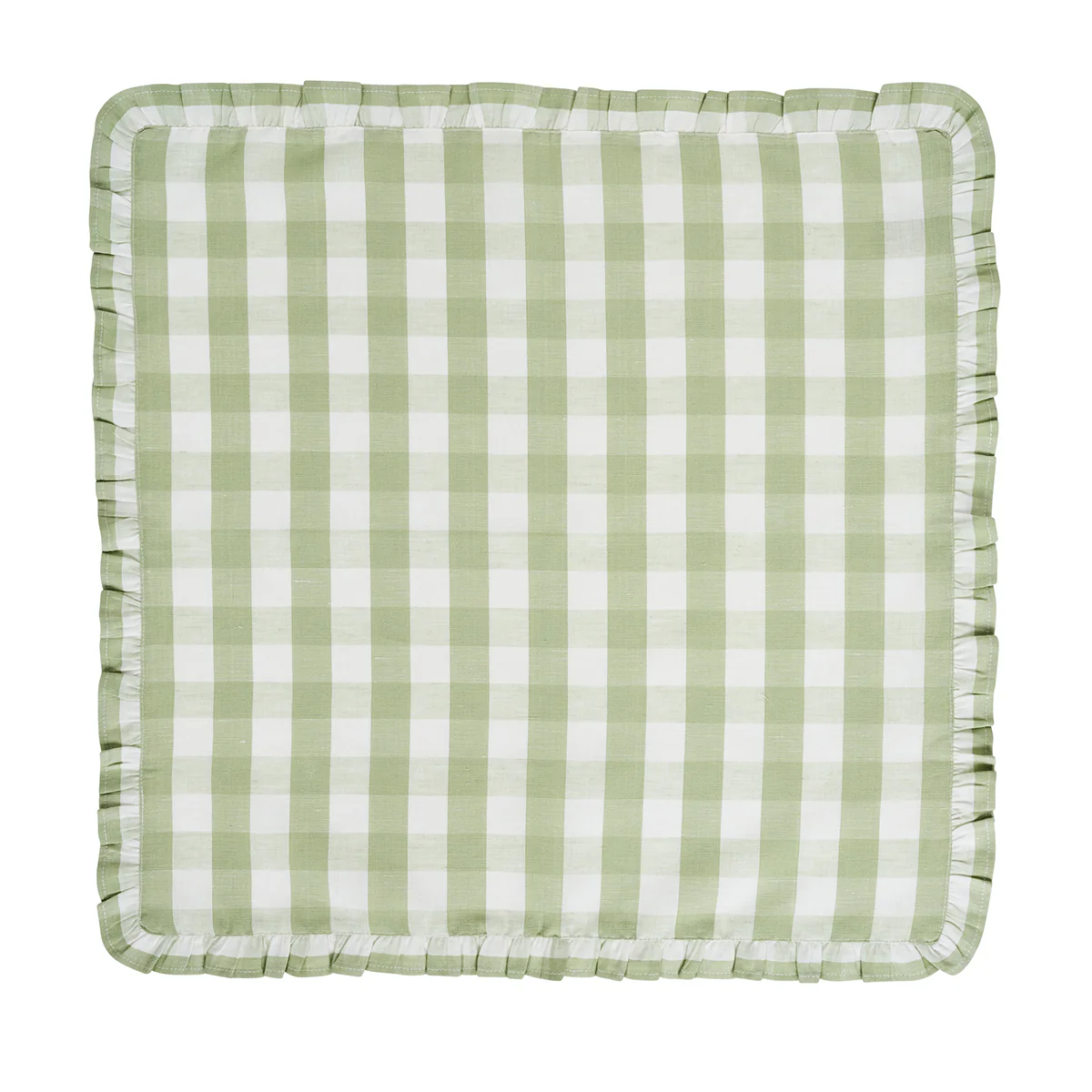 Gingham Ruffle Napkin Set/4 - Seagrass - Image 3