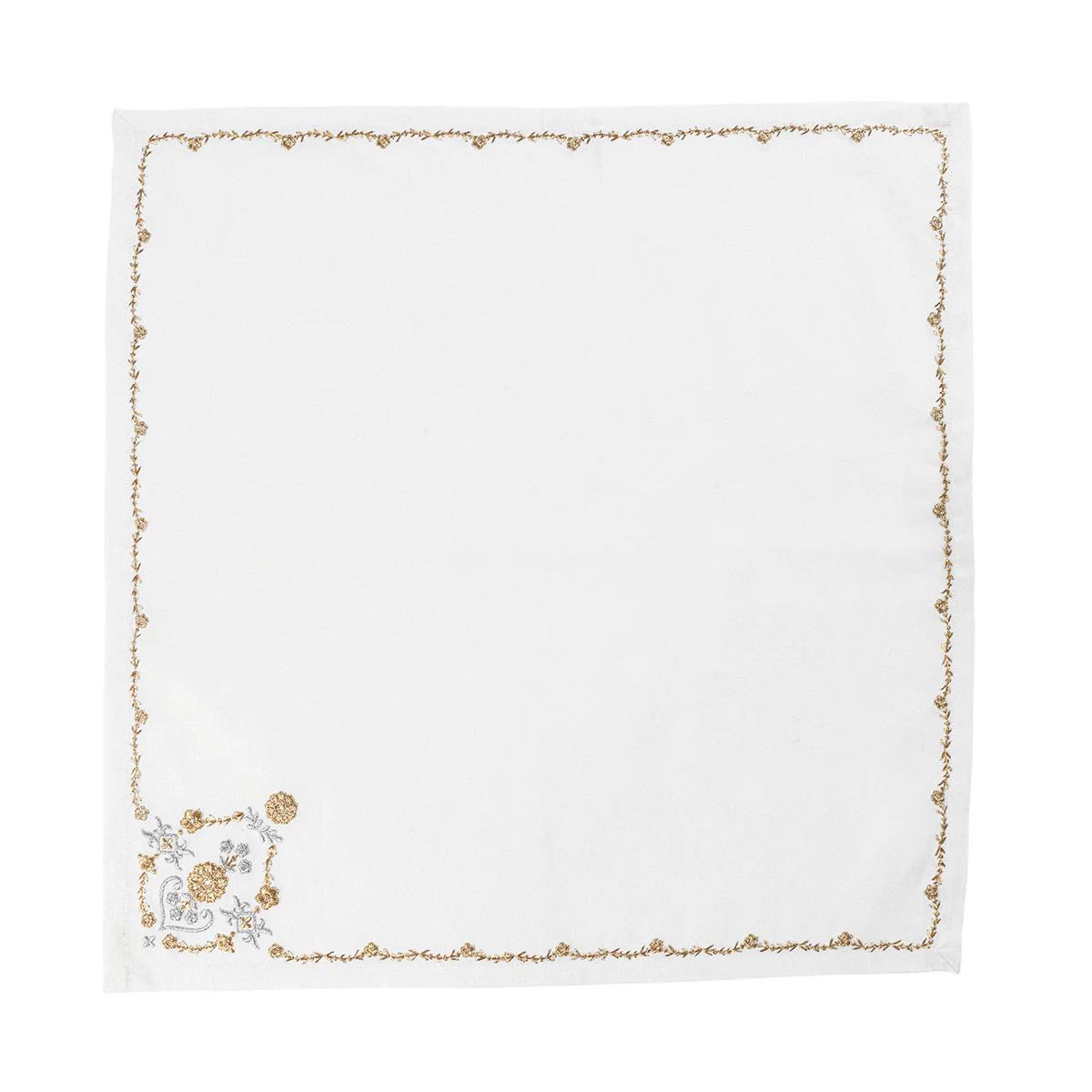Heidi Embroidered Napkin Set/4 - Gold/Silver - Image 3