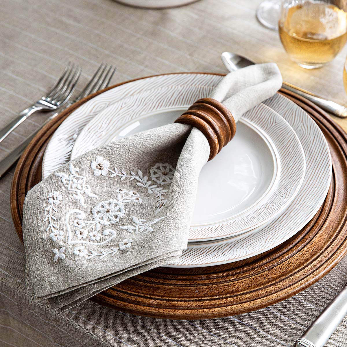 Heidi Embroidered Napkin - Natural - Image 4