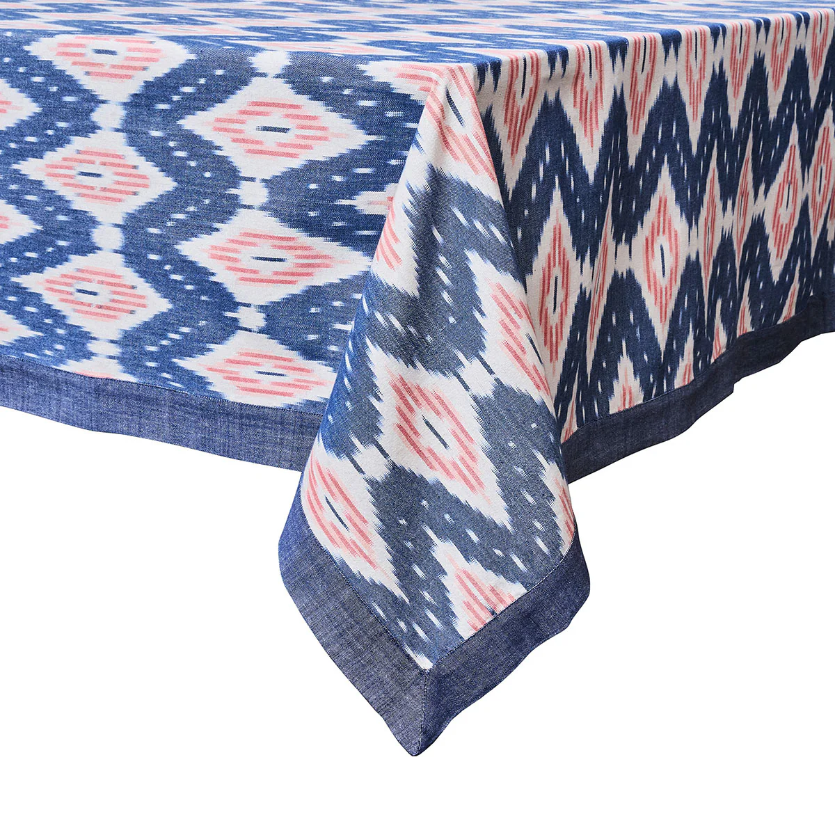 Ikat 60" x 120" Tablecloth - Blue/Pink - Image 2