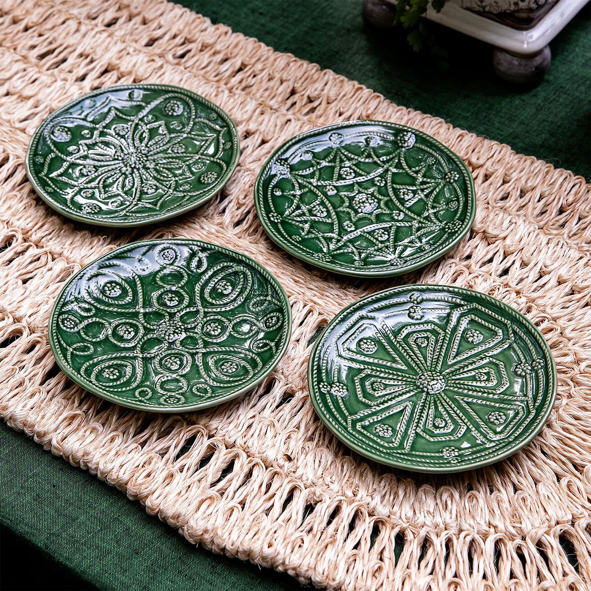 Jardins du Monde Side/Cocktail Plate Assorted Set/4 - Basil - Image 4