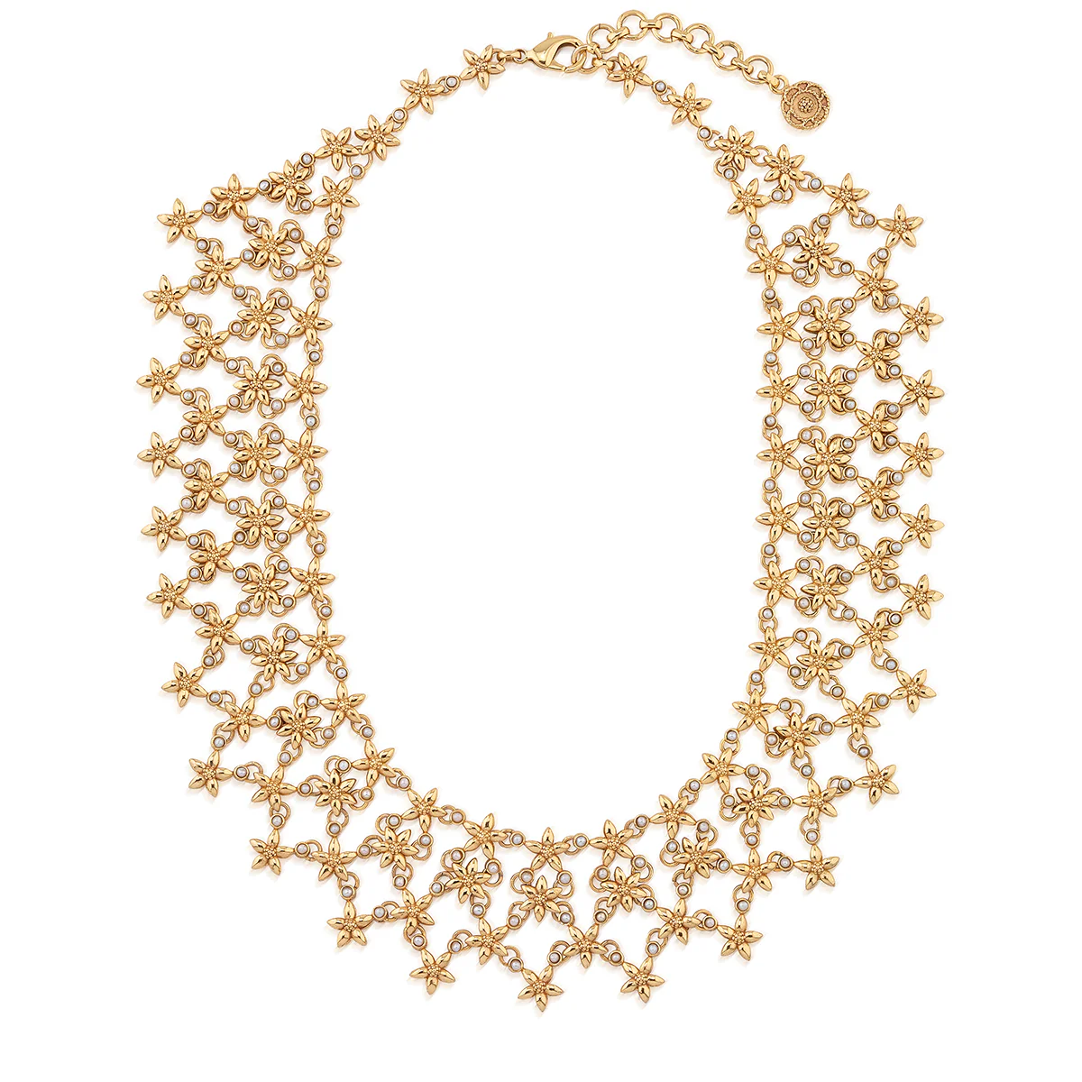 Jasmine Cascade Necklace, 16"+2 - Pearl White - Image 3