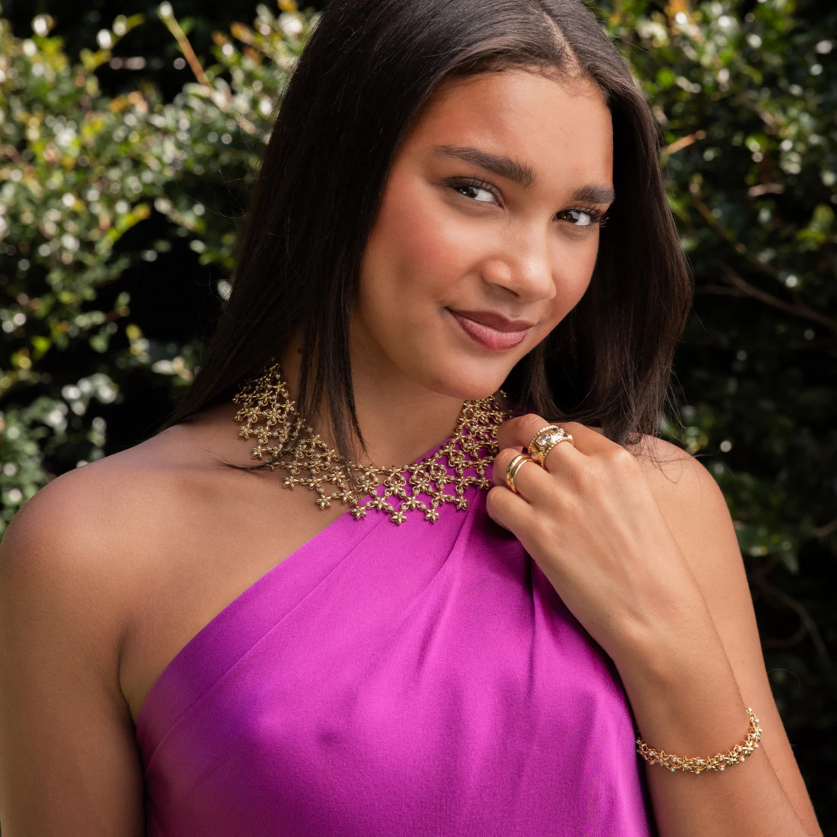 Jasmine Cascade Necklace, 16"+2 - Pearl White - Image 5