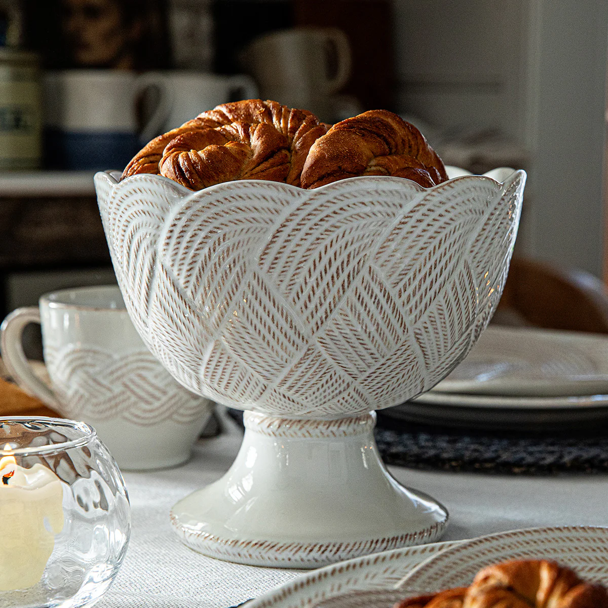Le Panier Mystic Knot Footed Bowl - Whitewash - Image 3