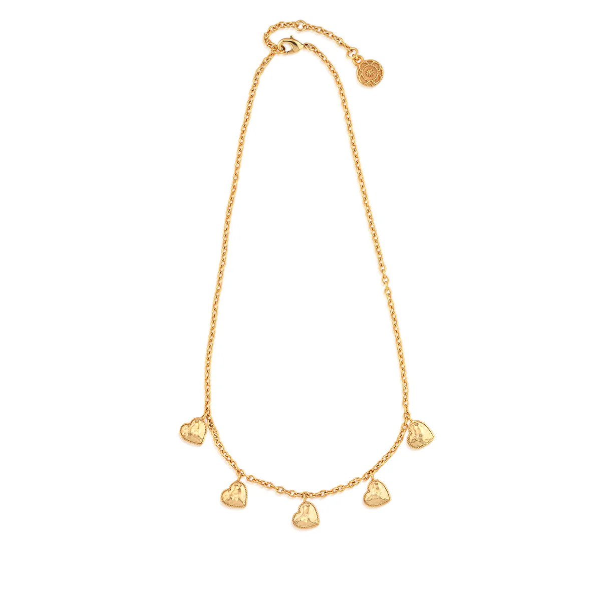 Love Heart Multi-Station Necklace, 16"+2" - Gold - Image 3