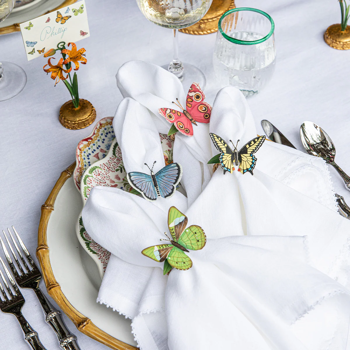 Meadow Walk Butterfly Napkin Ring Assorted Set/4 - Multi - Image 8