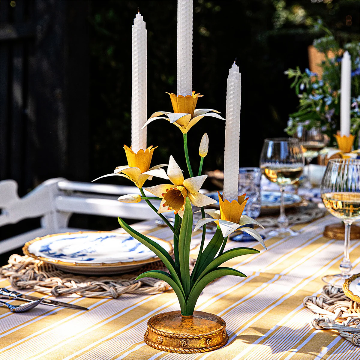 Meadow Walk Daffodil 14" Centerpiece Candelabra - Yellow - Image 3