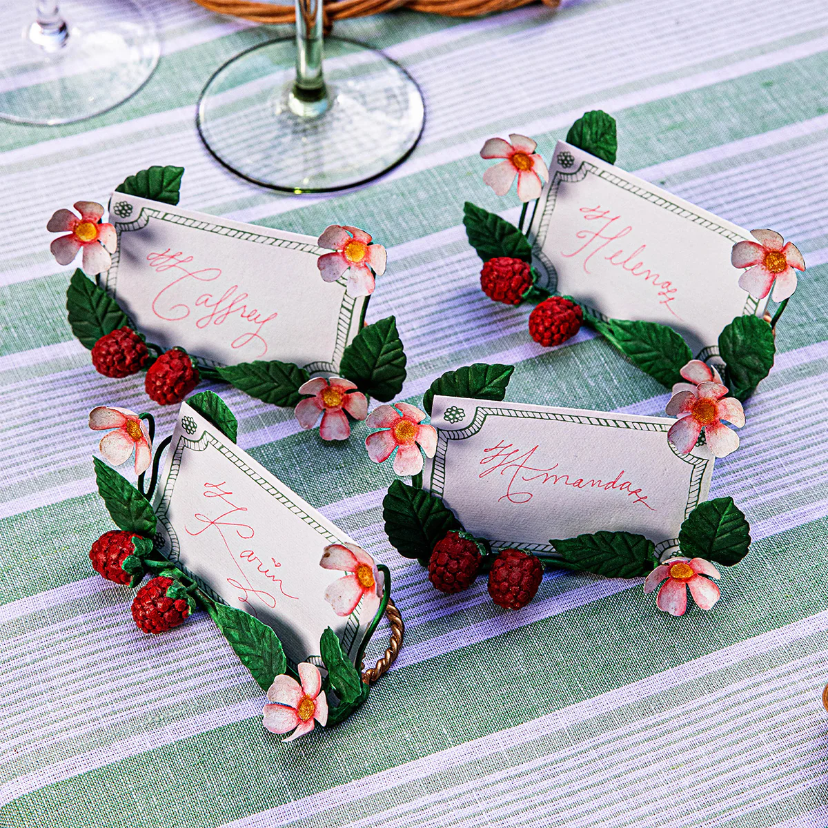 Meadow Walk Raspberries Place Card Holder Set/4 - Multi - Image 7