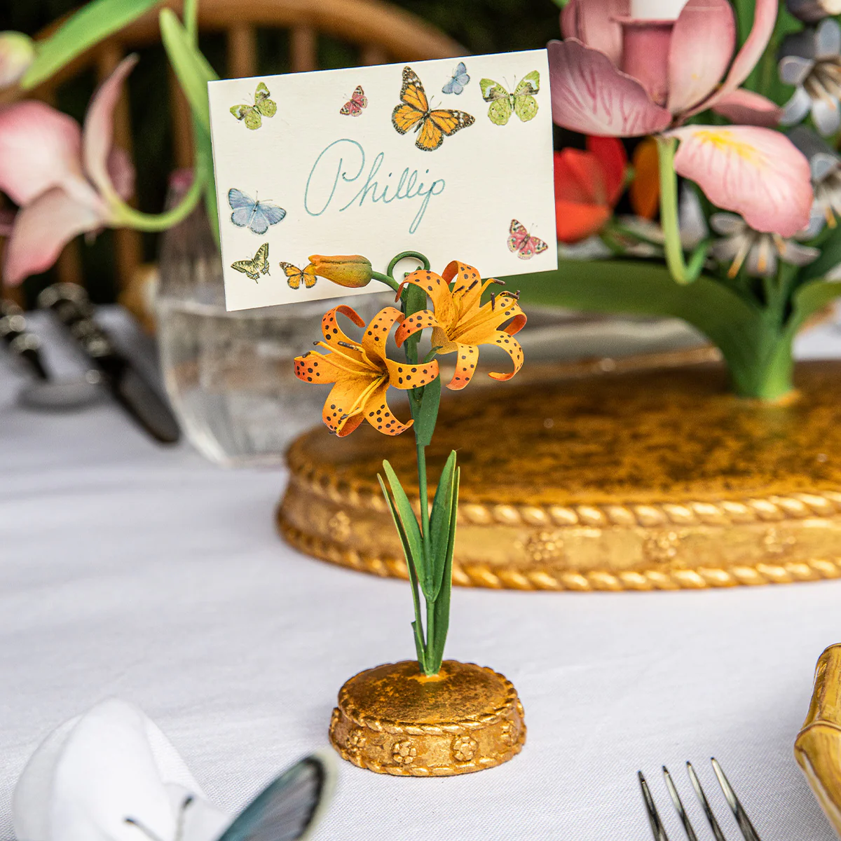 Meadow Walk Tiger Lily Place Card Holder - Orange - Image 5