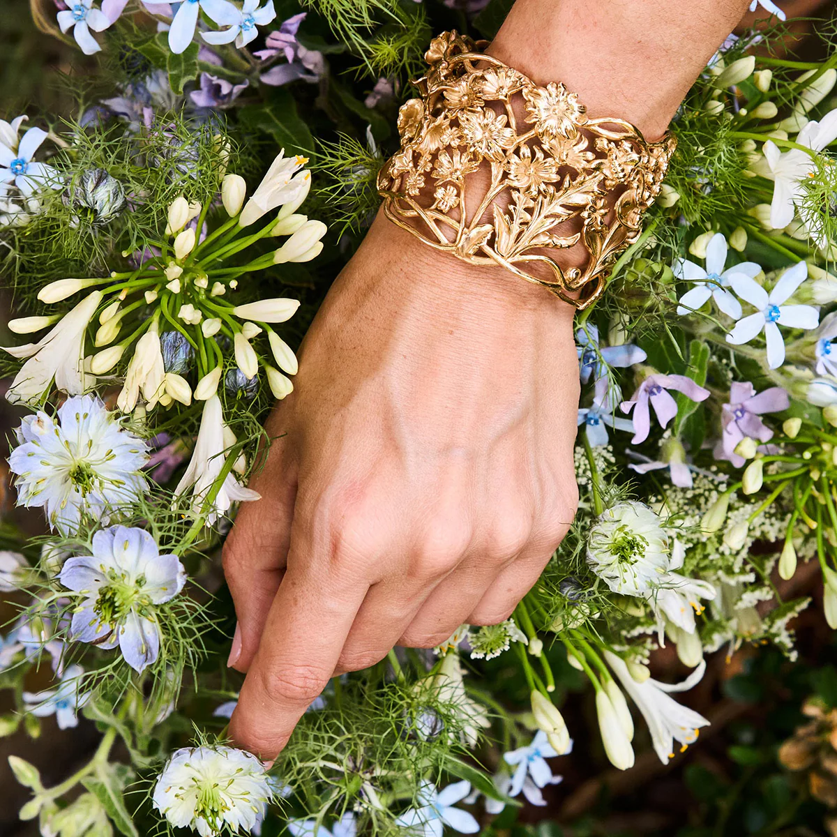 Meadow Wildflower Cuff - Gold - Image 4
