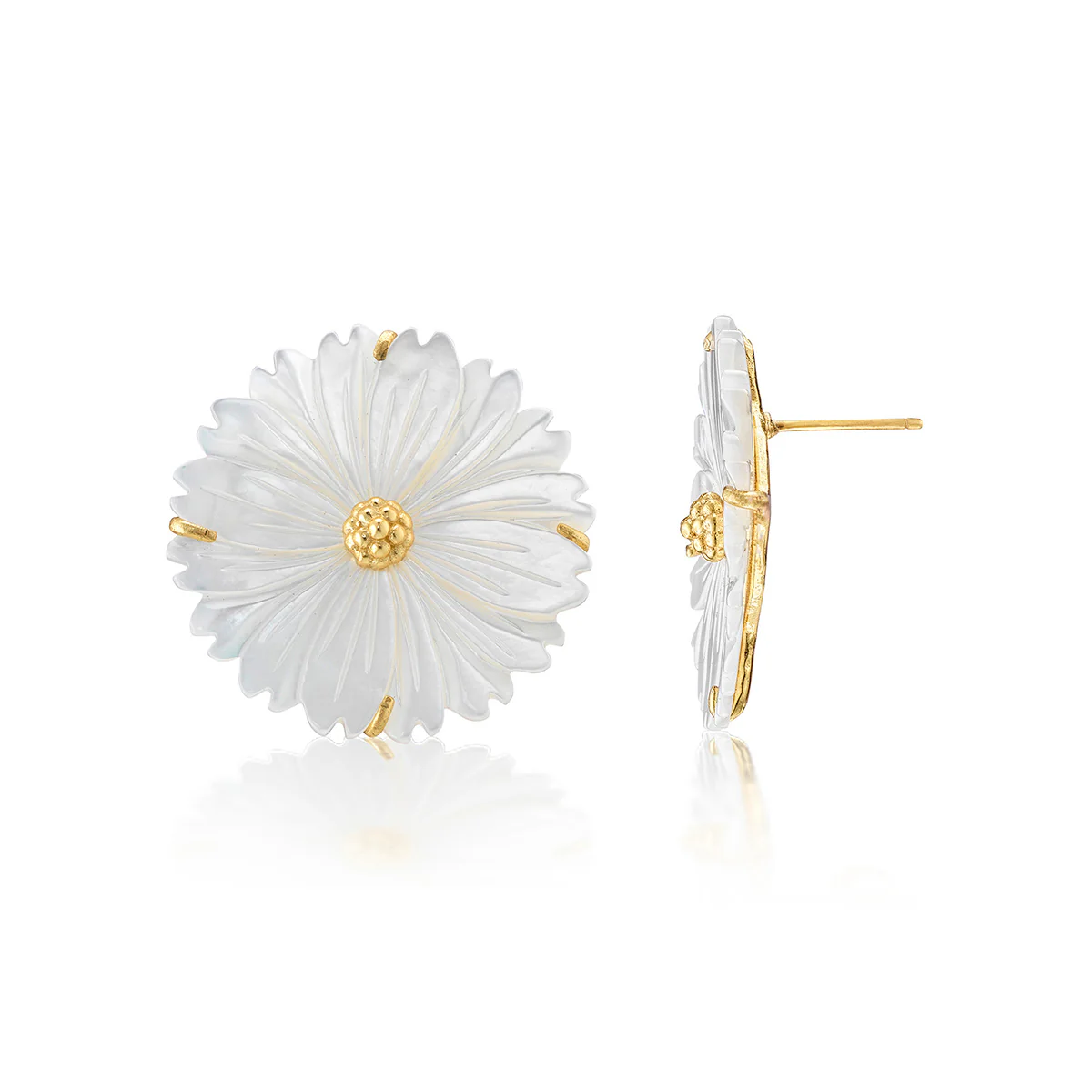 Mermaid Garden Blossom Stud Earrings - MOP - Image 3
