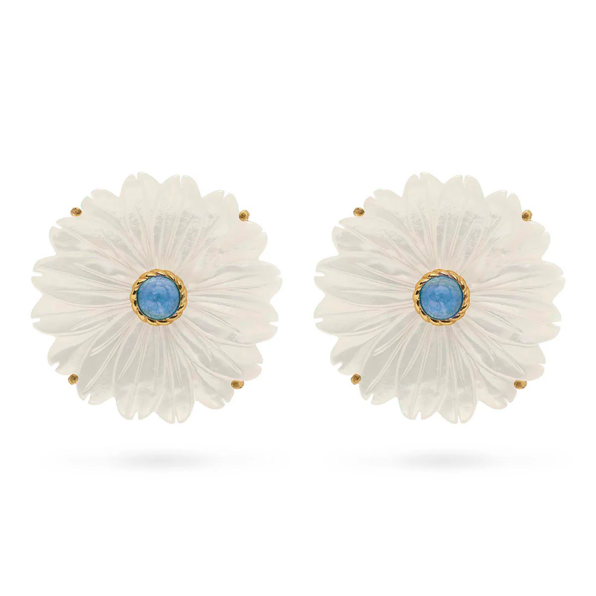 Mermaid Garden Flower Stud Earrings - MOP/Ocean Jade - Image 4