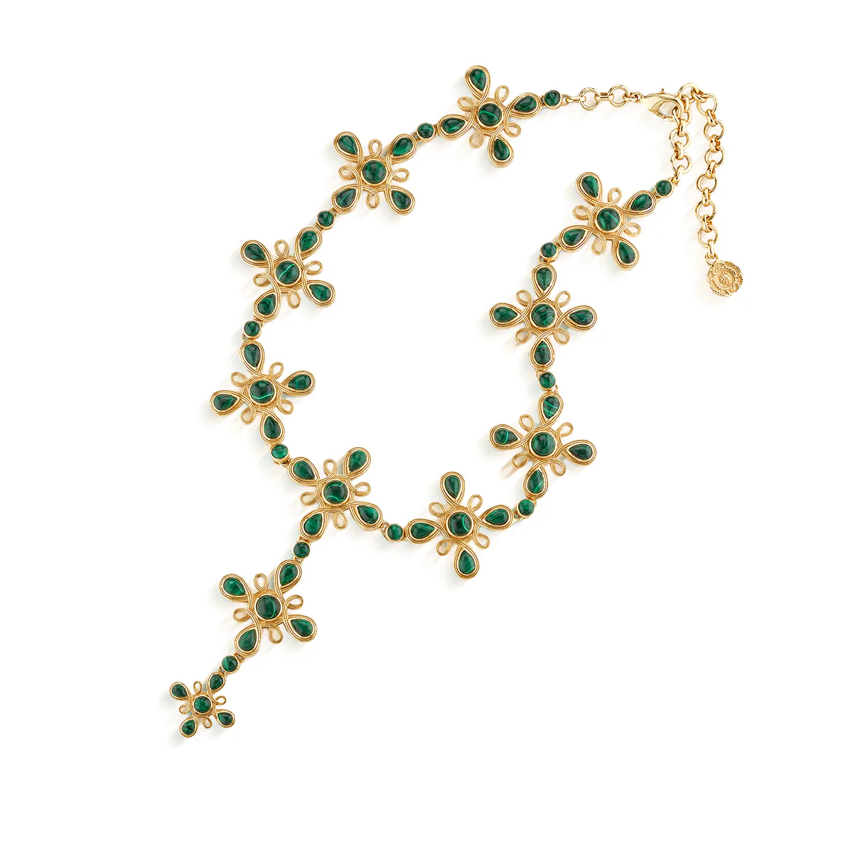 Monique Gem Convertible Necklace, 16"+2" - Malachite - Image 4