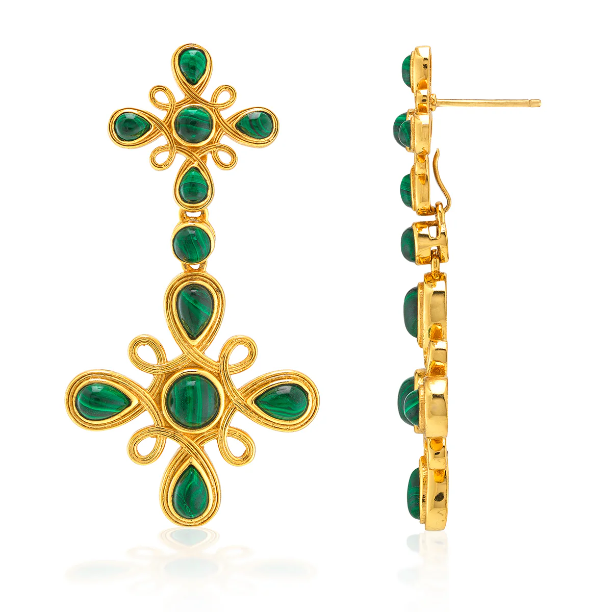 Monique Gem Convertible Double Drop Earrings - Malachite - Image 4