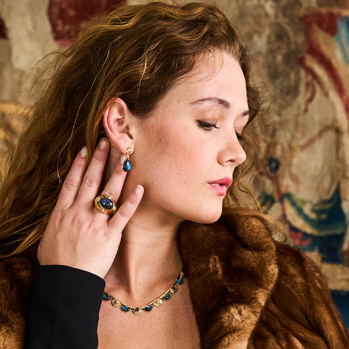 Monique Gem Post Earrings - Blue Labradorite - Image 5