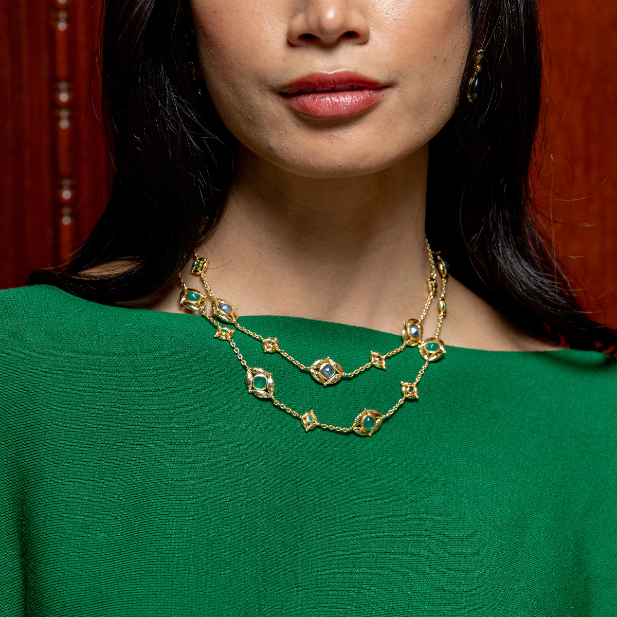Mystic Eye Double Sided Necklace, 32" - Blue Labradorite/Green Onyx - Image 7