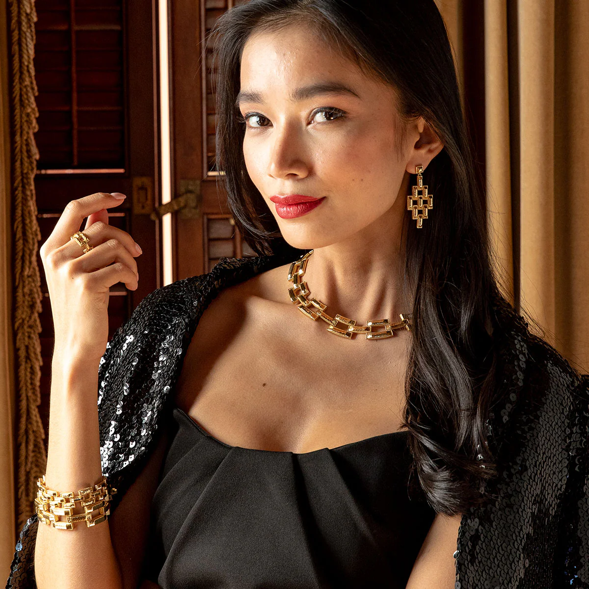 Pathway Post Drop Earrings - Gold - Image 4