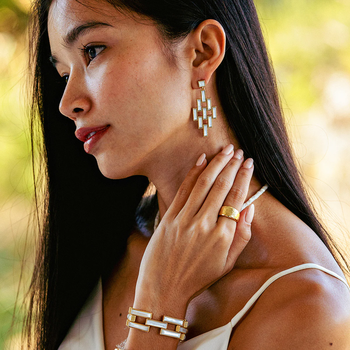 Pathway Post Drop Earrings - MOP - Image 2