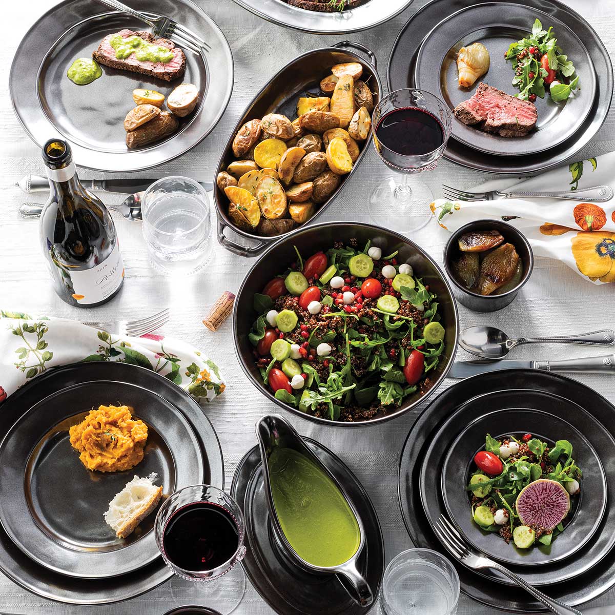 Pewter Stoneware 4pc Place Setting - Image 3