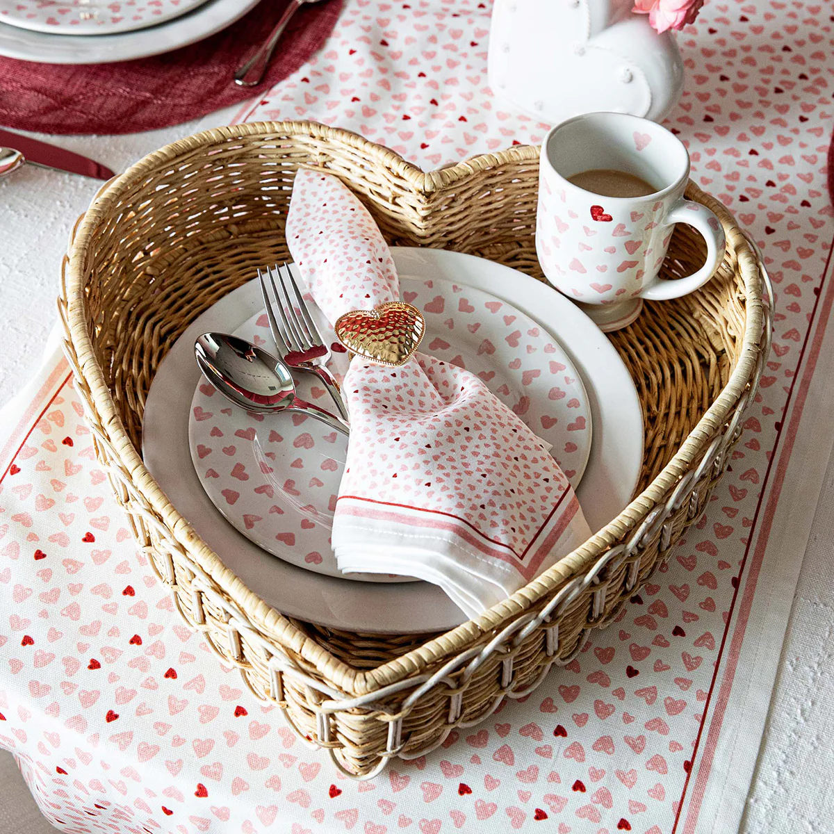 Provence Rattan 16" Heart Tray - Whitewash - Image 4