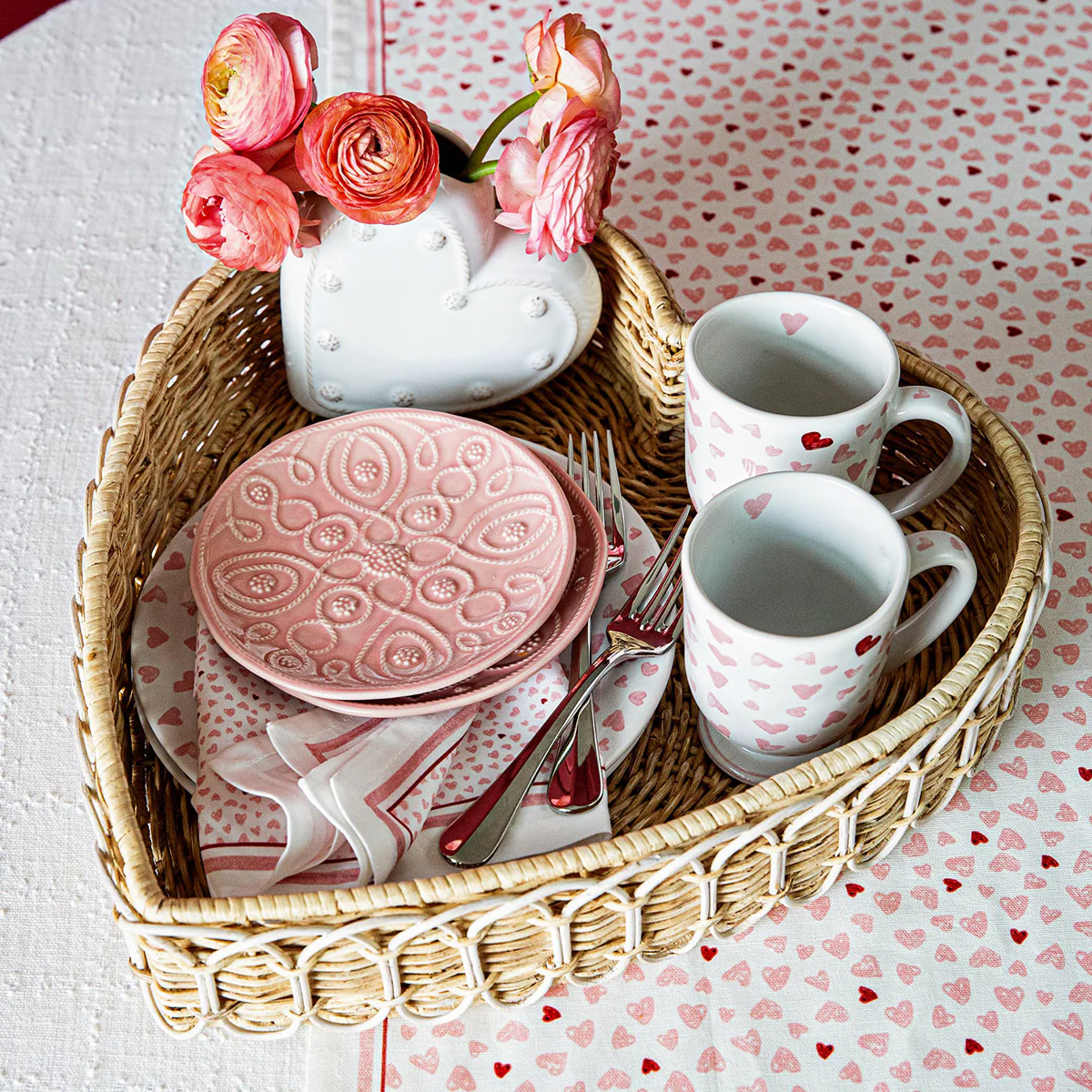 Provence Rattan 16" Heart Tray - Whitewash - Image 5