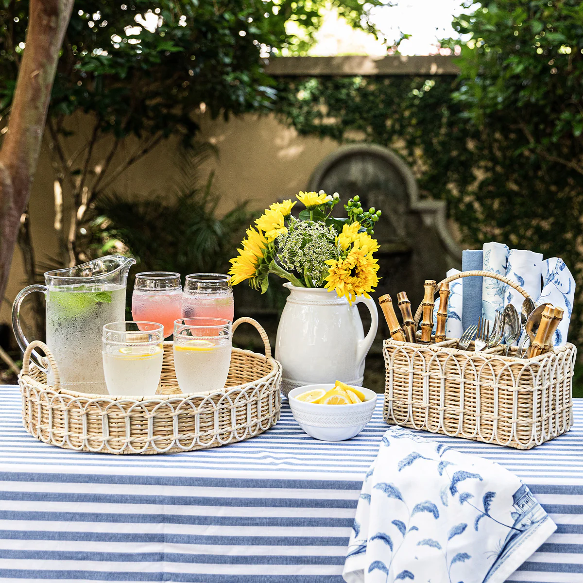 Provence Rattan Silverware Caddy - Whitewash - Image 6