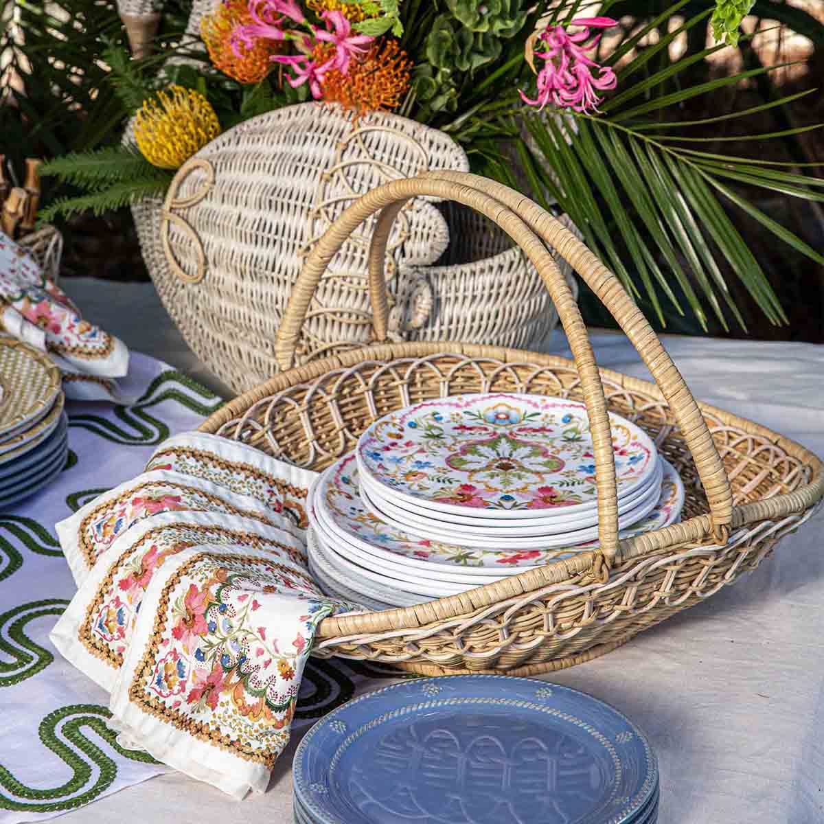 Provence Rattan Gathering Basket - Whitewash - Image 3