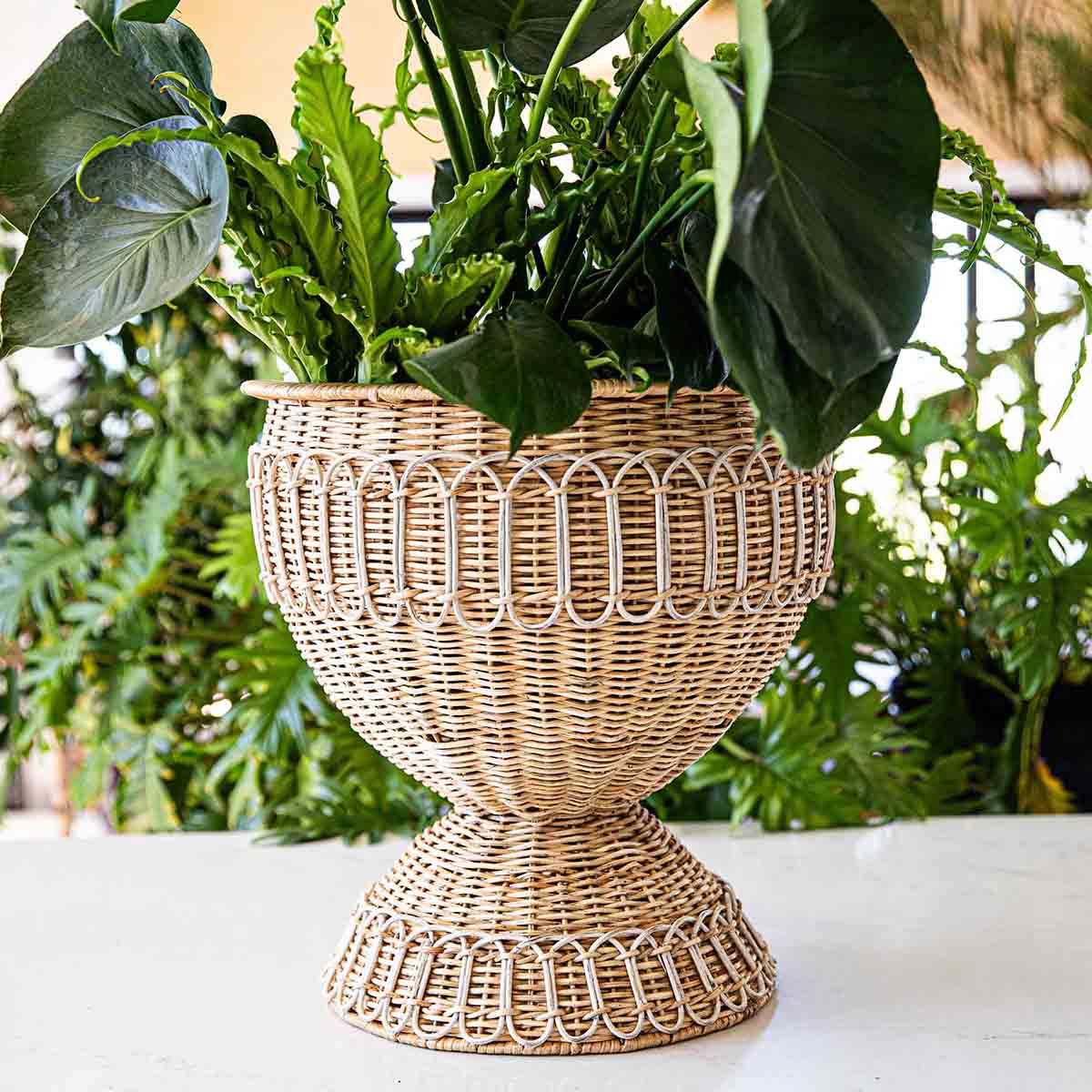 Provence Rattan Medium Urn - Whitewash - Image 3