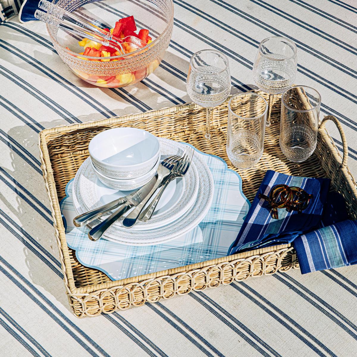 Provence Rattan 22.5" Rectangular Tray - Whitewash - Image 3
