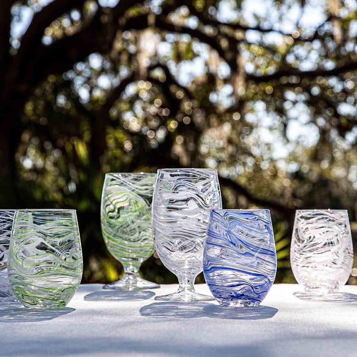 Puro Marbled Stemless Wine Glass - Blue - Image 3